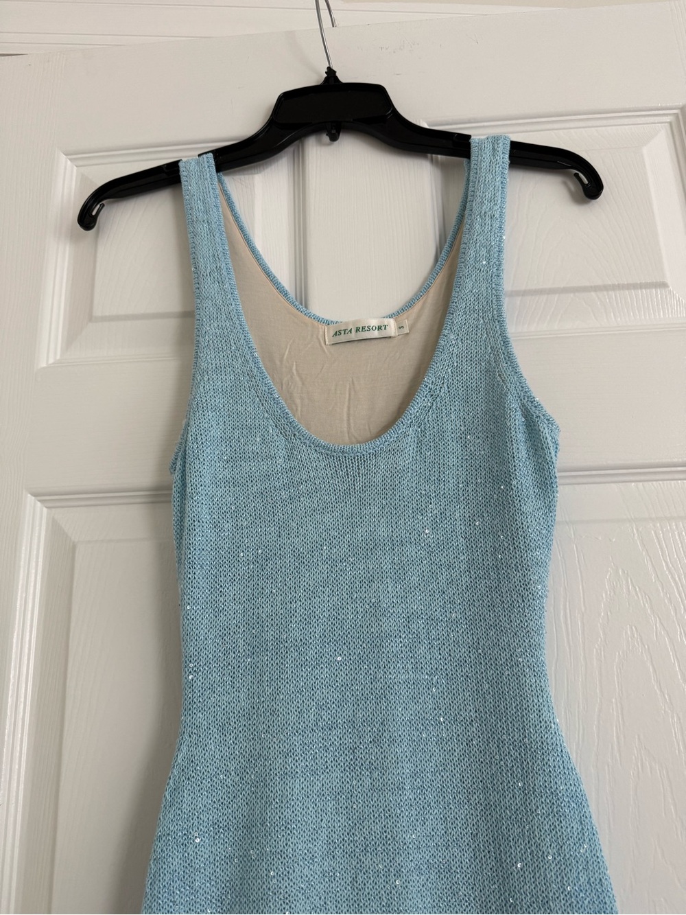 Asta Resort Ana Baia Blue Sequin Knit Maxi Dress - Picture 4 of 16